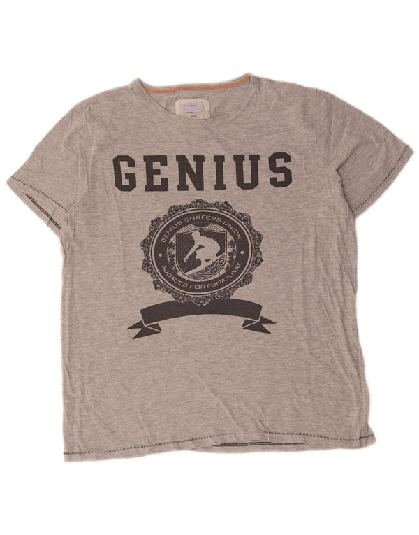 Fat Face Mens Graphic T-Shirt Top Large Grey Flecked Cotton