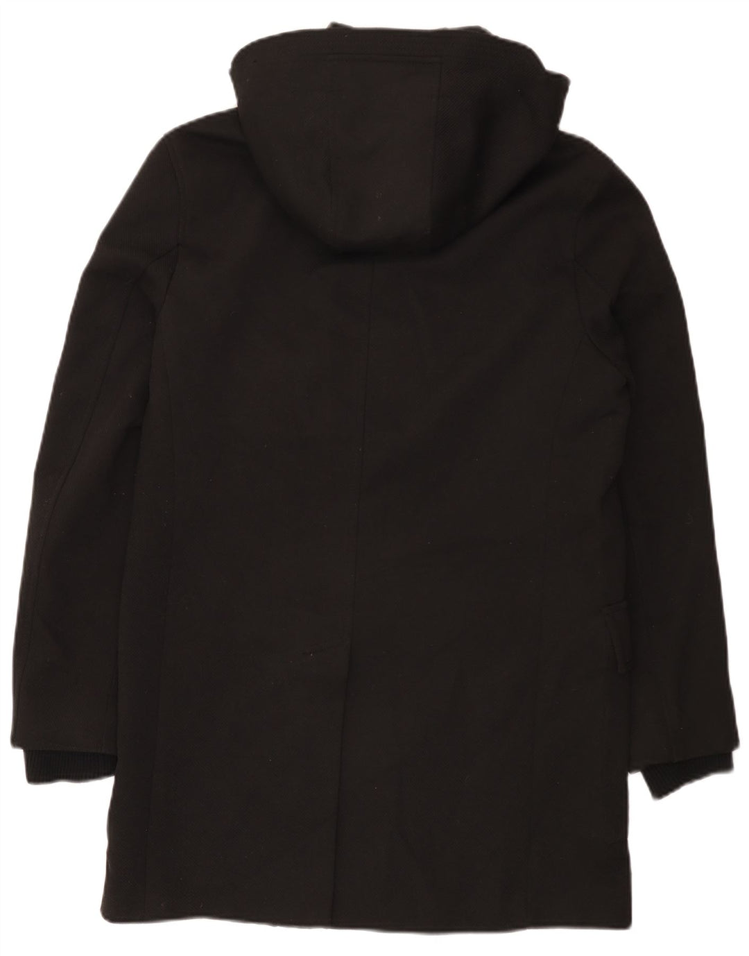 Zara Mens Hooded Parka Jacket UK 38 Medium Black Polyester