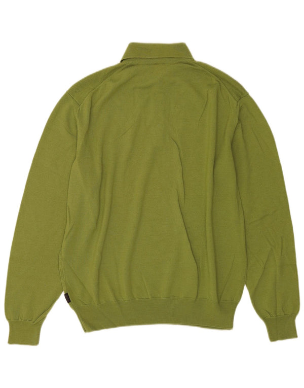 Hugo Boss Mens Polo Neck Jumper Sweater Medium Green Virgin Wool