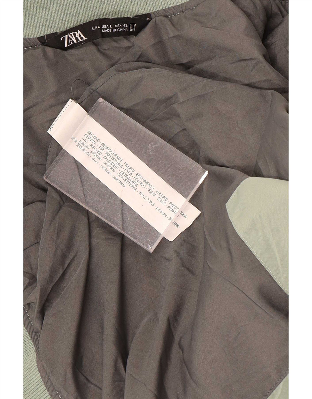 Zara Mens Padded Jacket UK 40 Large Green Polyester