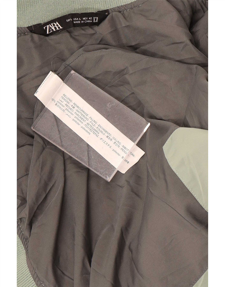 Zara Mens Padded Jacket UK 40 Large Green Polyester