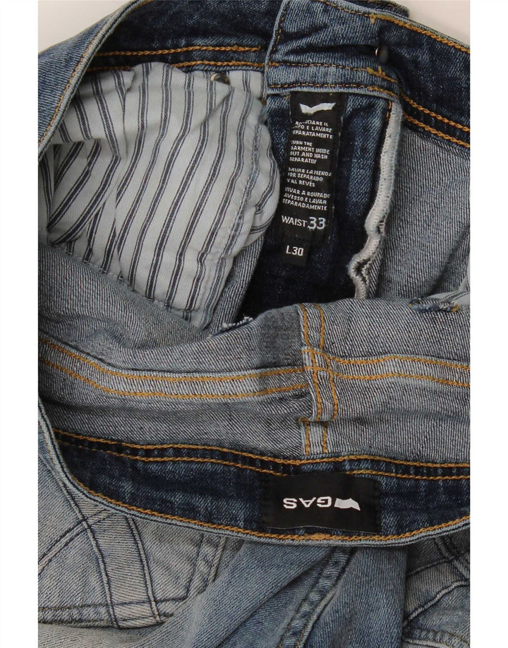 Gas Mens Distressed Slim Jeans W33 L30 Blue