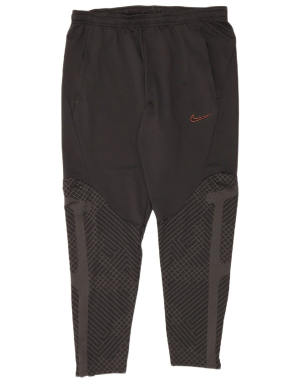 Nike Womens Dri Fit Slim Fit Tracksuit Trousers UK 18 XL Grey Geometric