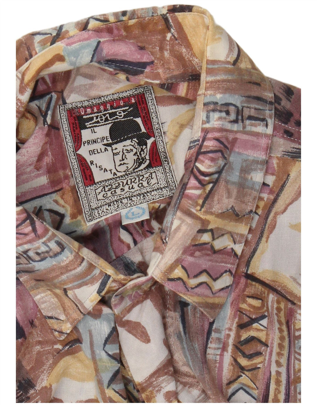 Azzurra Mens Short Sleeve Shirt Large Multicoloured Patchwork