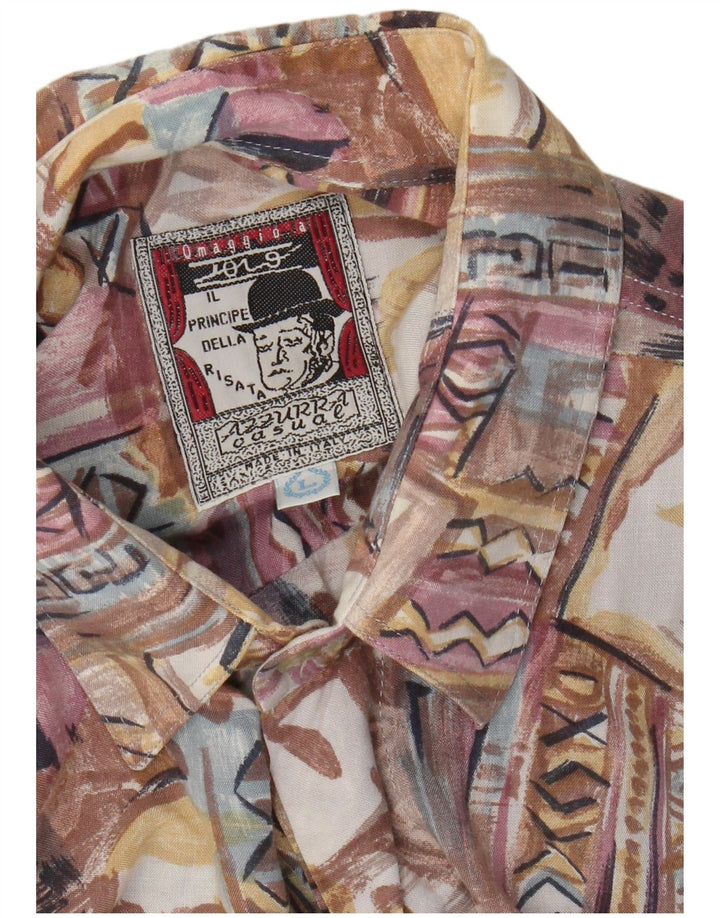 Azzurra Mens Short Sleeve Shirt Large Multicoloured Patchwork