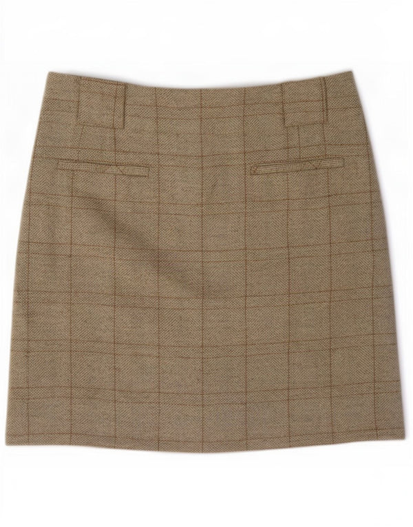 Zara Womens Midi Skirt Medium W28 Beige Check
