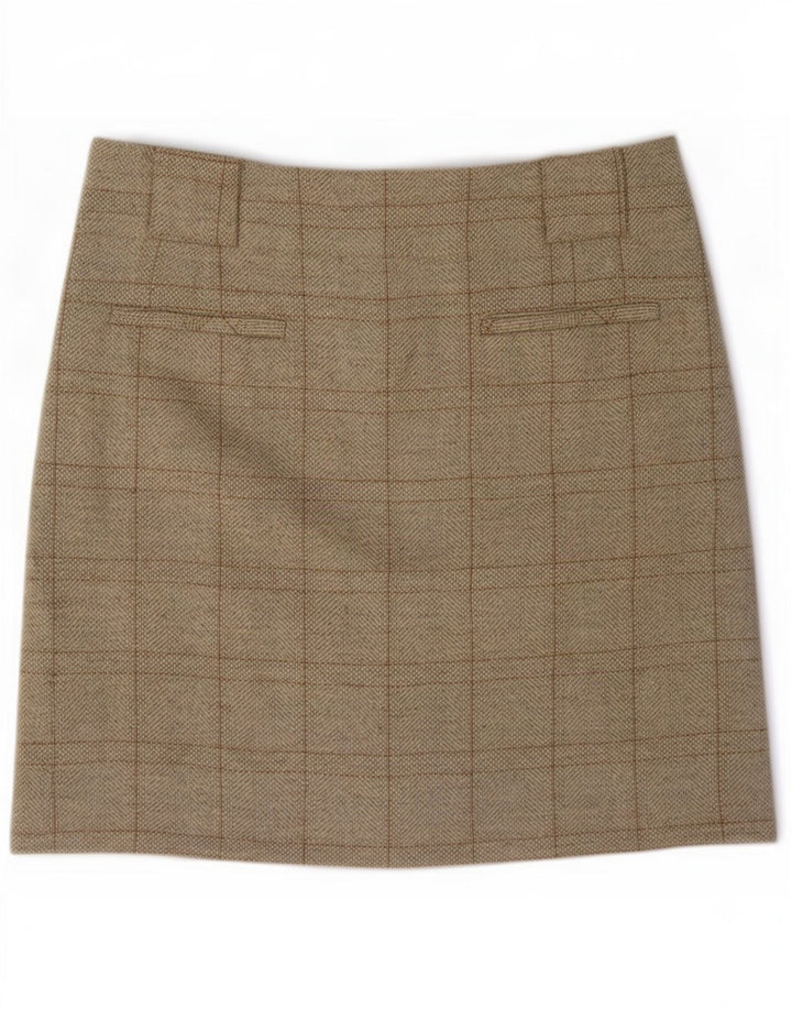 Zara Womens Midi Skirt Medium W28 Beige Check