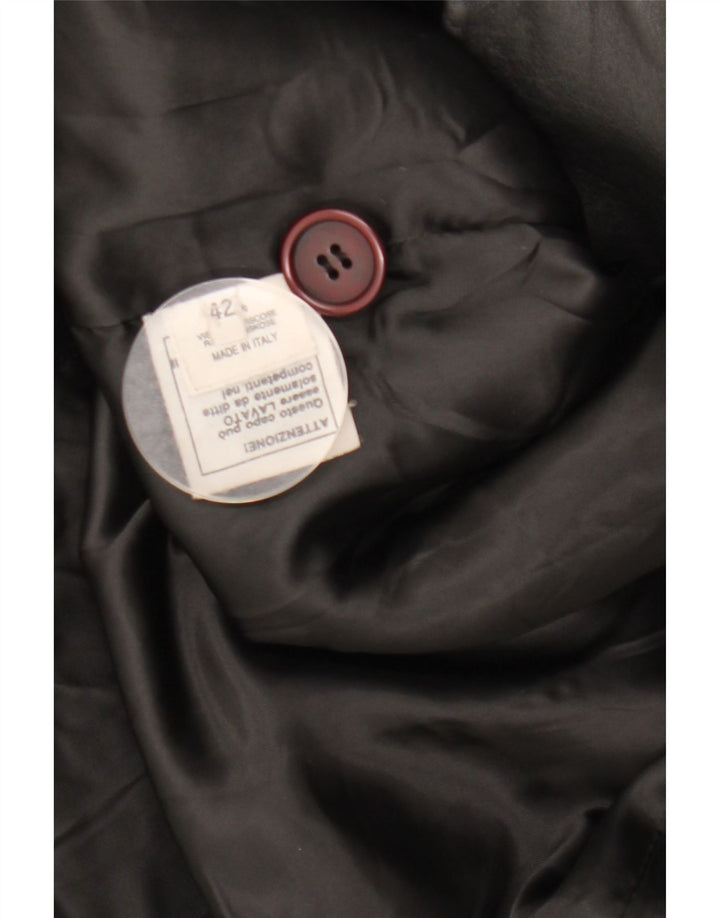 Vintage Womens Leather Coat IT 42 Medium Black Leather