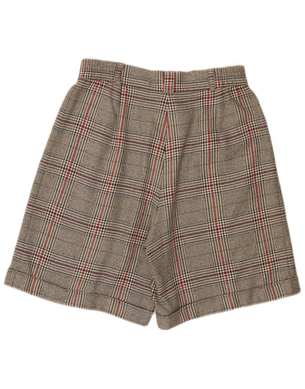 Vintage Womens High Waist Casual Shorts EU 42 Large W32 Grey Plaid