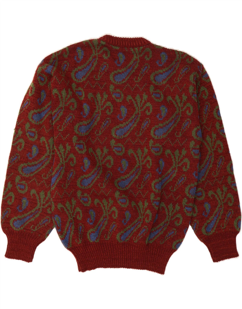 VINTAGE Mens Crew Neck Jumper Sweater Medium Red Paisley Vintage Vintage and Second-Hand Vintage from Messina Hembry 