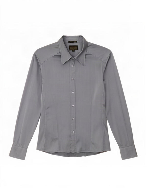 Luisa Spagnoli Womens Shirt Blouse IT 44 Large Grey Silk