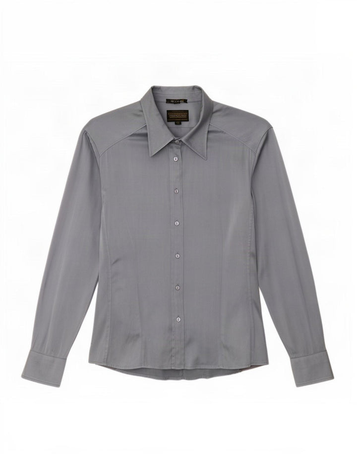 Luisa Spagnoli Womens Shirt Blouse IT 44 Large Grey Silk