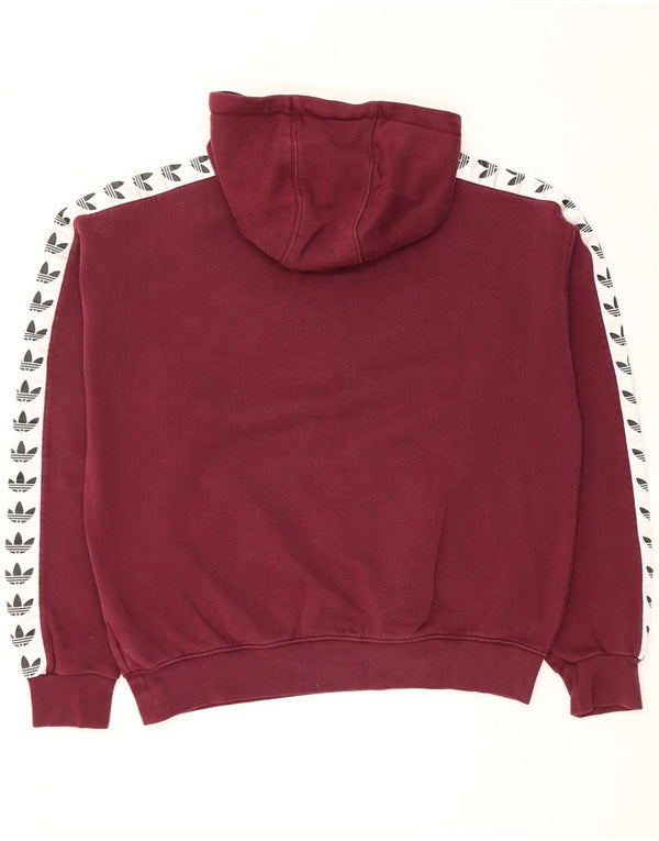 Adidas Mens Graphic Hoodie Jumper Large Burgundy Colourblock Cotton