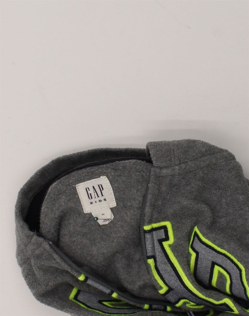 GAP Boys Graphic Zip Hoodie Sweater 10-11 Years Medium Grey Polyester | Vintage Gap | Thrift | Second-Hand Gap | Used Clothing | Messina Hembry 