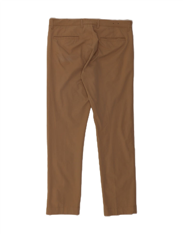 J. CREW Mens Flex Slim Chino Trousers W32 L30 Brown Polyester Vintage J. Crew and Second-Hand J. Crew from Messina Hembry 