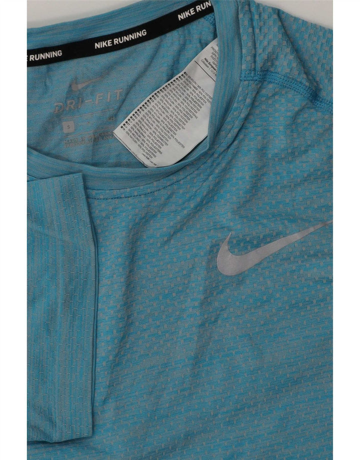 Nike Mens Dri Fit T-Shirt Top Small Blue Pinstripe Nylon