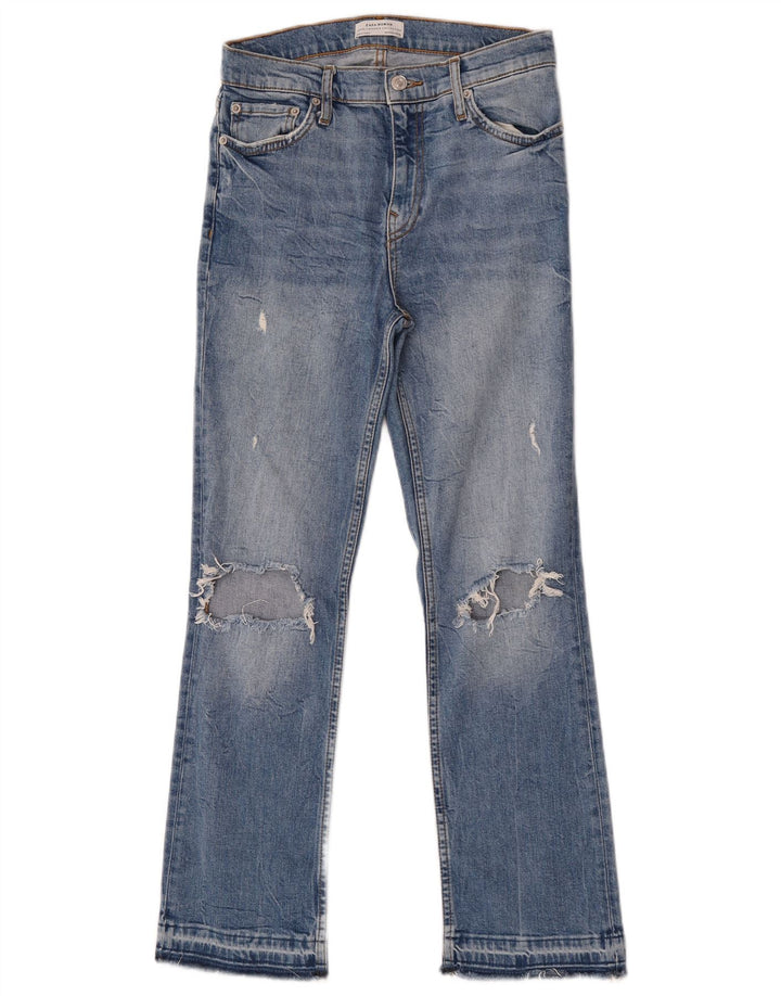 Zara Womens Distressed Bootcut Jeans EU 36 XS W26 L27 Blue