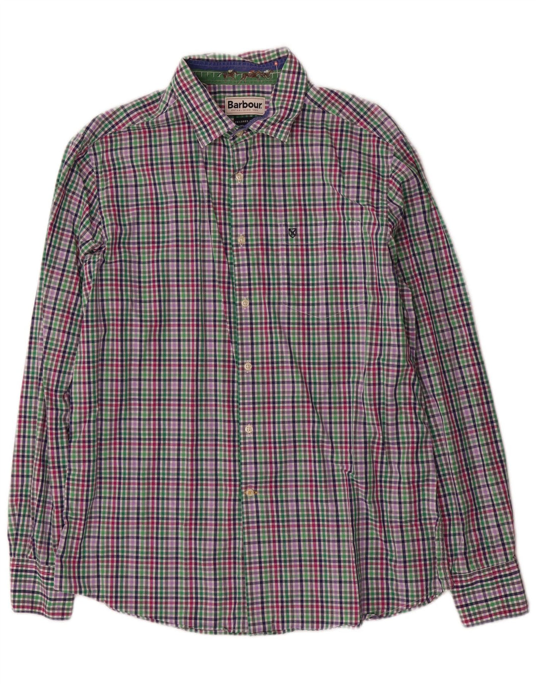 Barbour Mens Tailored Fit Shirt Large Multicoloured Check Cotton