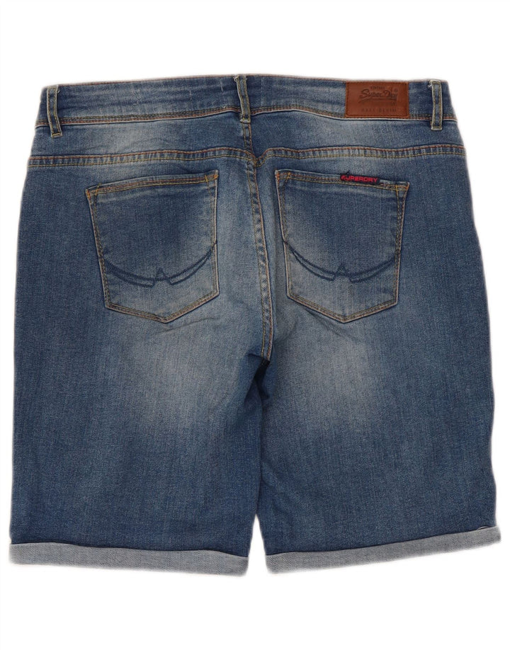 Superdry Womens Bermuda Skinny Denim Shorts W32 Medium Blue Cotton