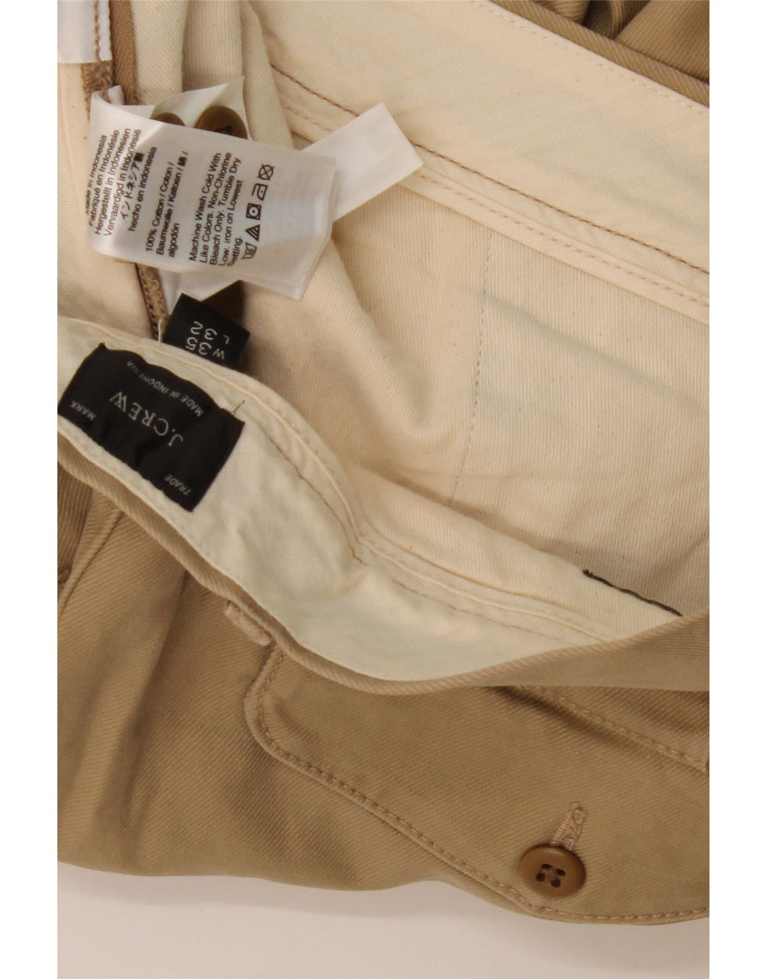 J. CREW Mens Tapered Chino Trousers W35 L32 Beige Cotton