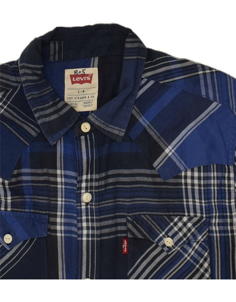 LEVI'S Mens Shirt Large Navy Blue Check Cotton | Vintage Levi's | Thrift | Second-Hand Levi's | Used Clothing | Messina Hembry 