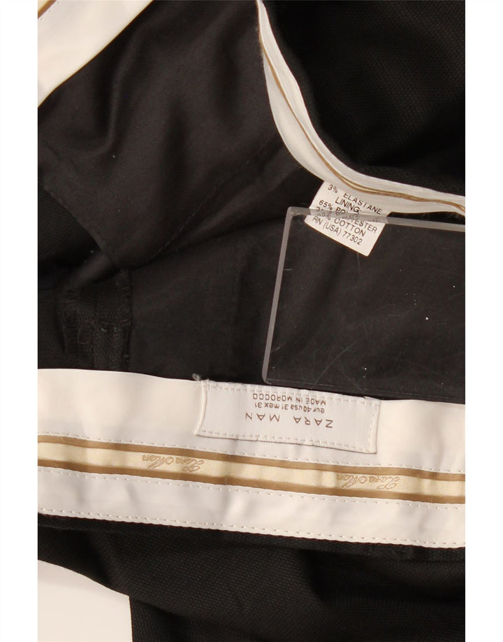 ZARA Mens Straight Chino Trousers EU 40 Medium W31 L28 Black Polyester