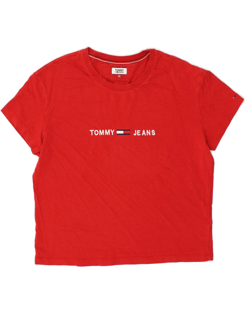 TOMMY HILFIGER Womens Graphic T-Shirt Top UK 14 Medium Red Cotton | Vintage Tommy Hilfiger | Thrift | Second-Hand Tommy Hilfiger | Used Clothing | Messina Hembry 