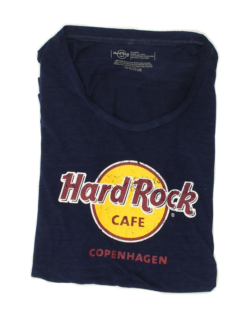 HARD ROCK CAFE Womens Copenhagen Graphic T-Shirt Top UK 18 XL Navy Blue | Vintage Hard Rock Cafe | Thrift | Second-Hand Hard Rock Cafe | Used Clothing | Messina Hembry 