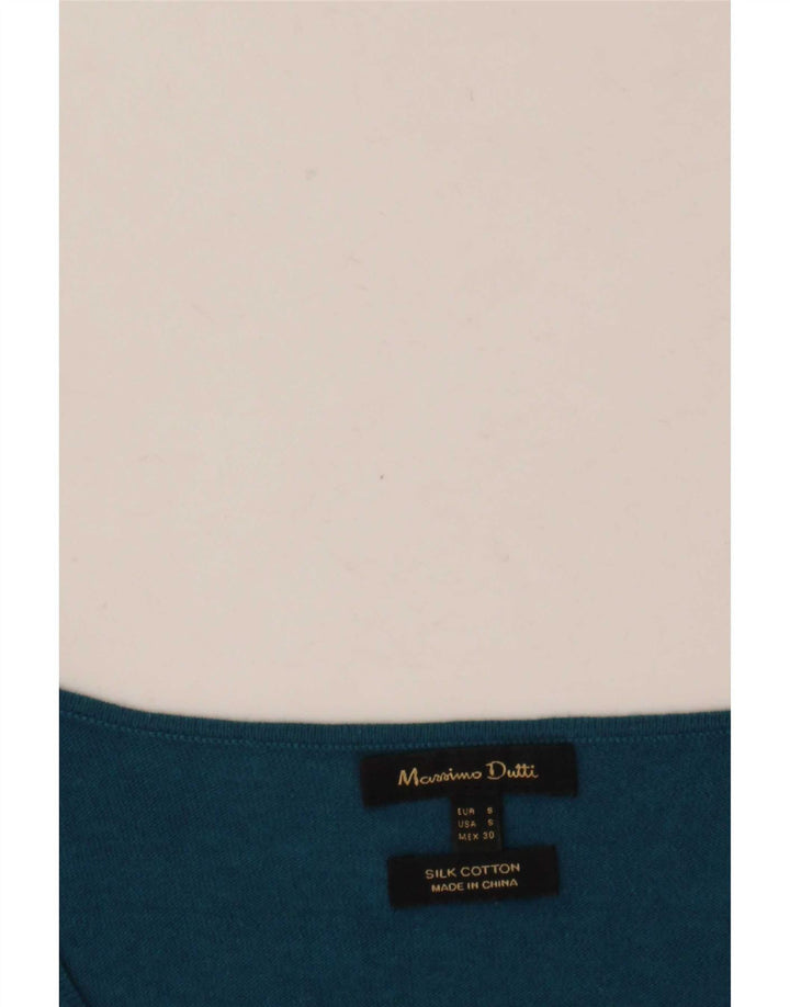 Massimo Dutti Womens V-Neck Jumper Sweater UK 10 Small Blue Silk
