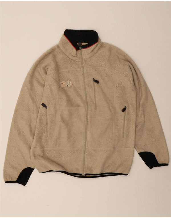 Fila Mens Fleece Jacket UK 40 Large Beige Colourblock Polyester