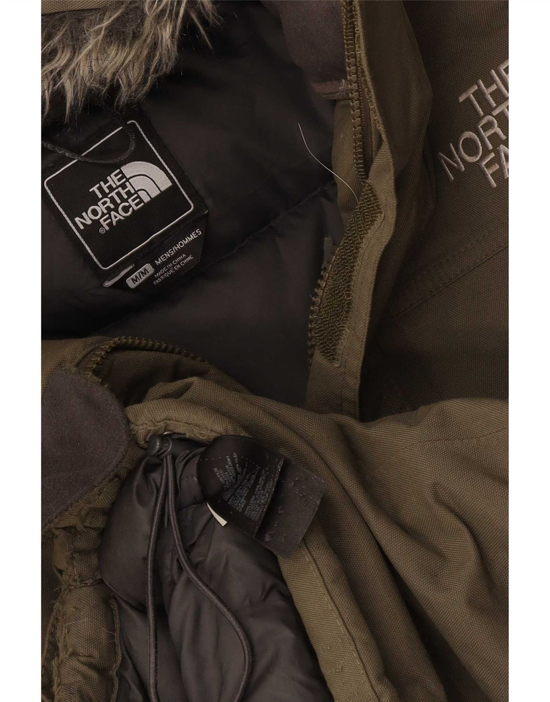 The North Face Mens Hooded Padded Jacket UK 38 Medium Khaki Nylon