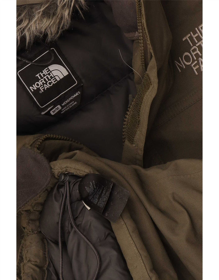 The North Face Mens Hooded Padded Jacket UK 38 Medium Khaki Nylon