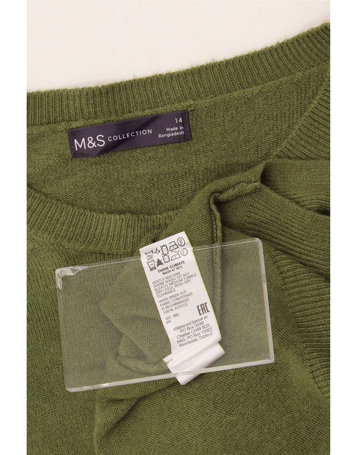 Marks & Spencer Womens Boat Neck Jumper Sweater UK 14 Medium  Green Acrylic
