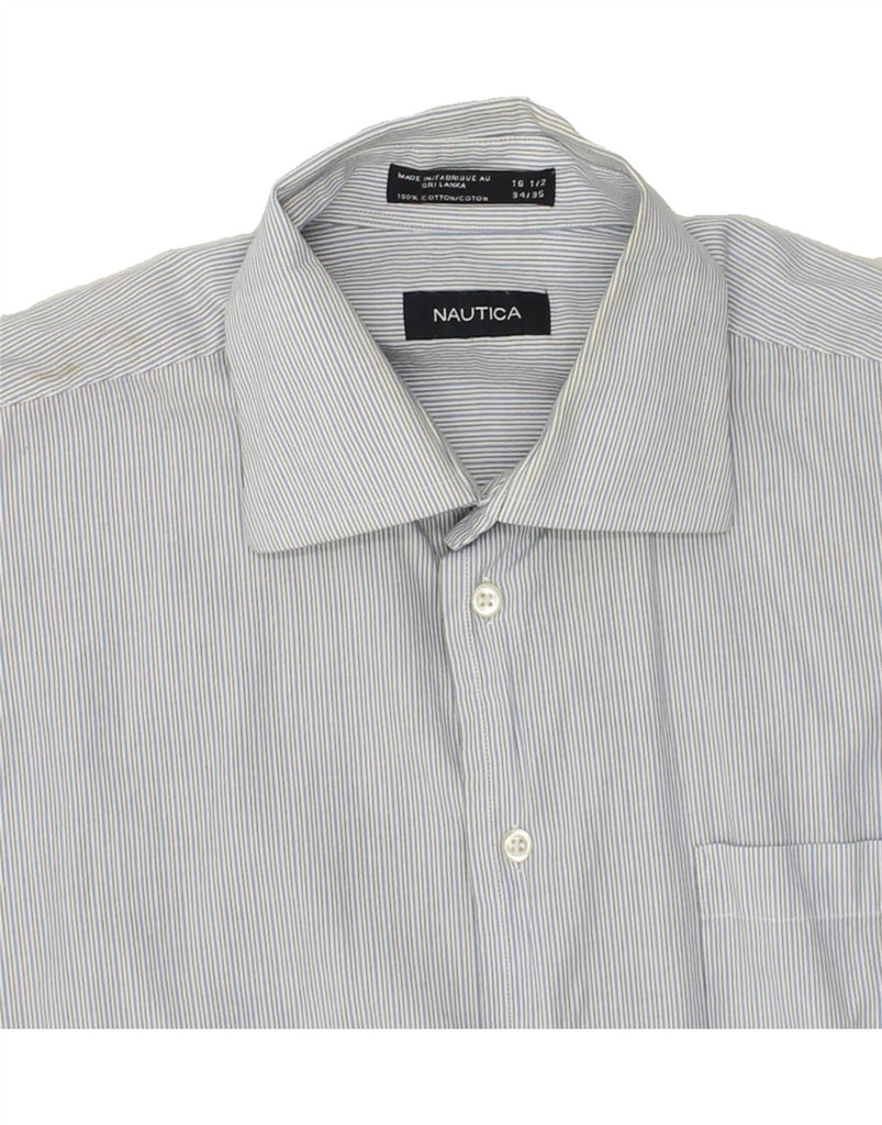 NAUTICA Mens Shirt Size 16 1/2 Large Grey Striped Cotton | Vintage Nautica | Thrift | Second-Hand Nautica | Used Clothing | Messina Hembry 