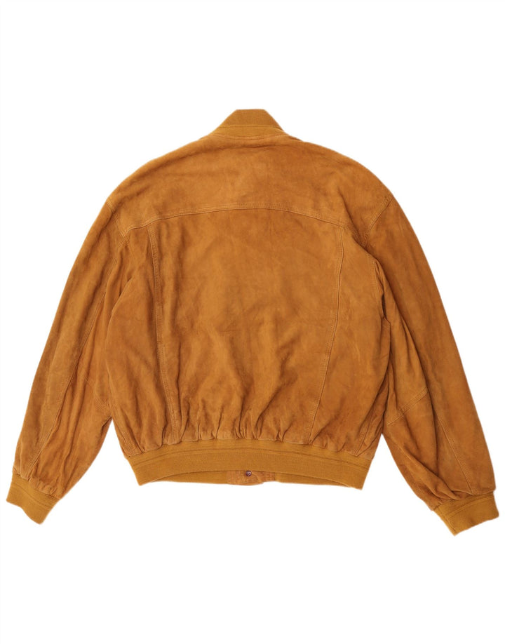 Vintage Mens Suede Bomber Jacket IT 52 XL Brown Leather