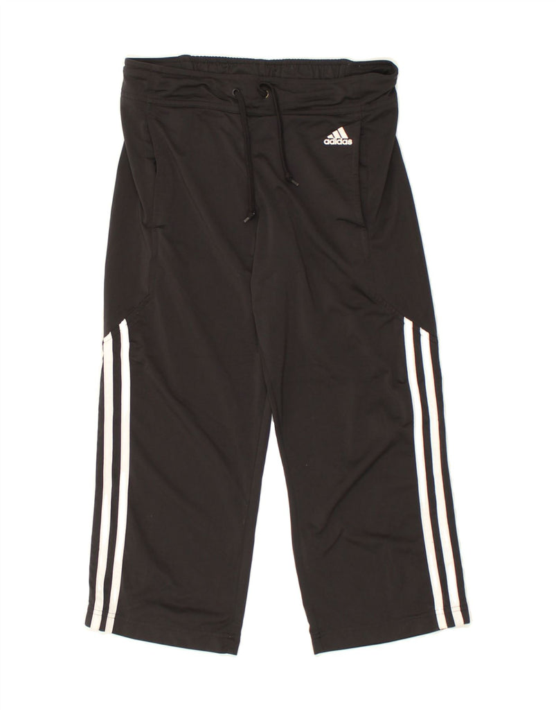 ADIDAS Womens Capri Tracksuit Trousers UK 6 XS  Black Polyester | Vintage Adidas | Thrift | Second-Hand Adidas | Used Clothing | Messina Hembry 