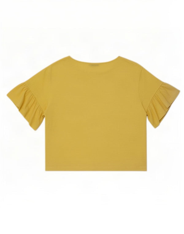 Zara Womens Oversized T-Shirt Top UK 10 Small Yellow Cotton