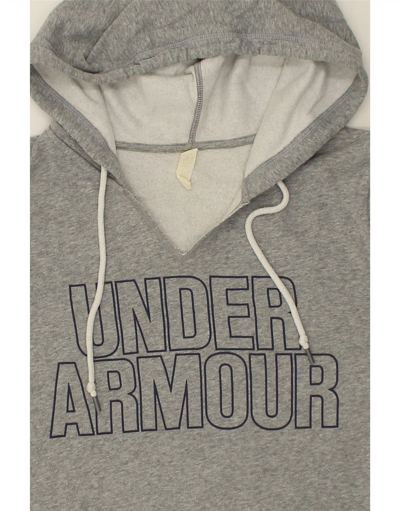 UNDER ARMOUR Womens Graphic Hoodie Jumper UK 16 Large Grey Cotton | Vintage Under Armour | Thrift | Second-Hand Under Armour | Used Clothing | Messina Hembry 