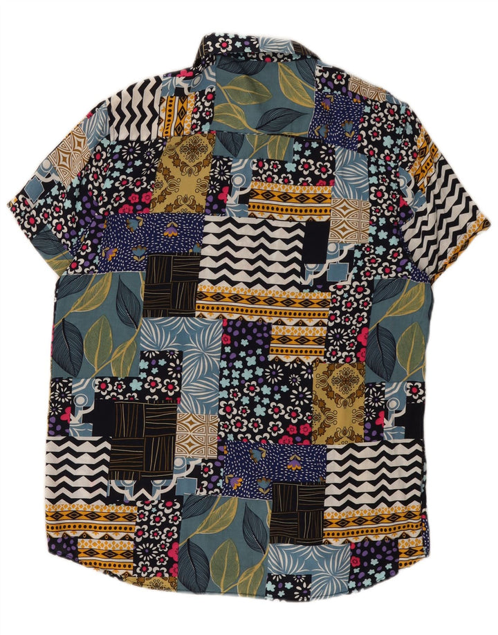 Vintage Mens Short Sleeve Shirt Medium Multicoloured Patchwork