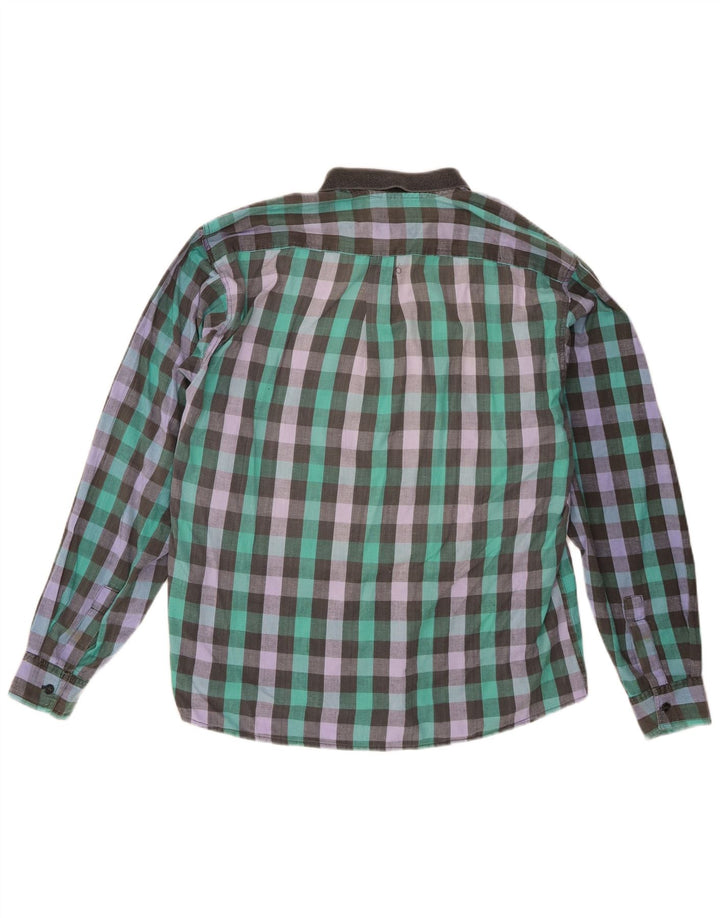 Vintage Mens Shirt XL Multicoloured Gingham Cotton