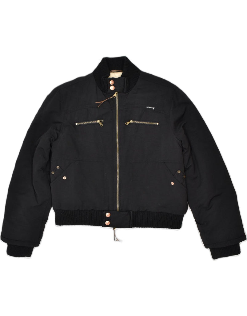 PHARD Womens Padded Bomber Jacket UK 14 Medium Black Nylon | Vintage | Thrift | Second-Hand | Used Clothing | Messina Hembry 