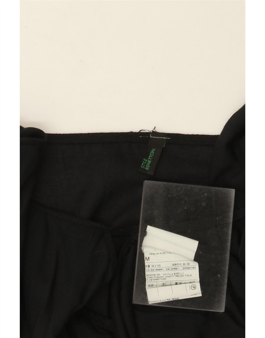 BENETTON Womens Long Sleeve Blouse Top UK 14 Medium Black Viscose