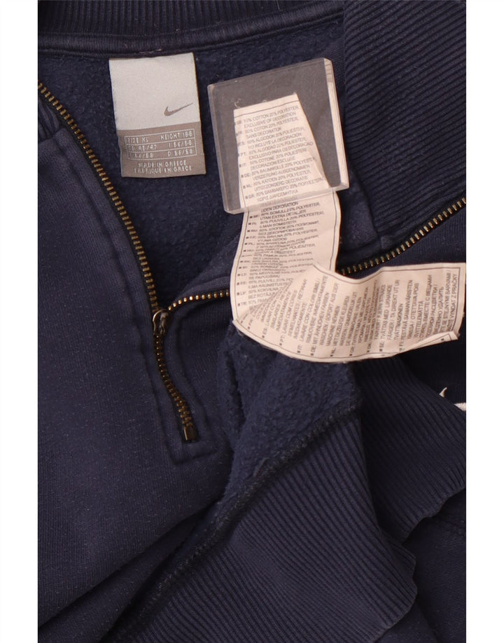 NIKE Mens Zip Neck Sweatshirt Jumper UK 45/47 XL Navy Blue Cotton