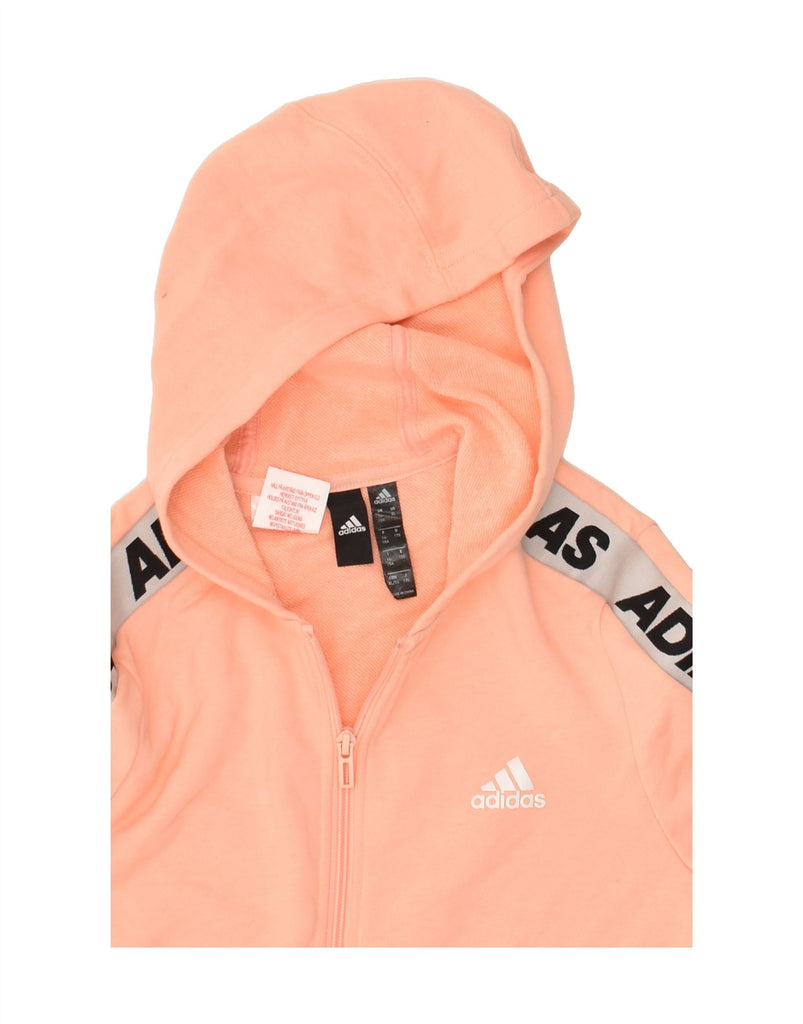 ADIDAS Girls Graphic Zip Hoodie Sweater 14-15 Years Pink Cotton | Vintage Adidas | Thrift | Second-Hand Adidas | Used Clothing | Messina Hembry 