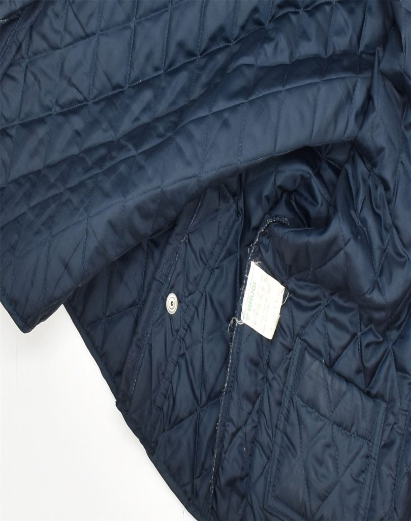 BRUGI Mens Quilted Jacket UK 42 XL Navy Blue Nylon | Vintage | Thrift | Second-Hand | Used Clothing | Messina Hembry 