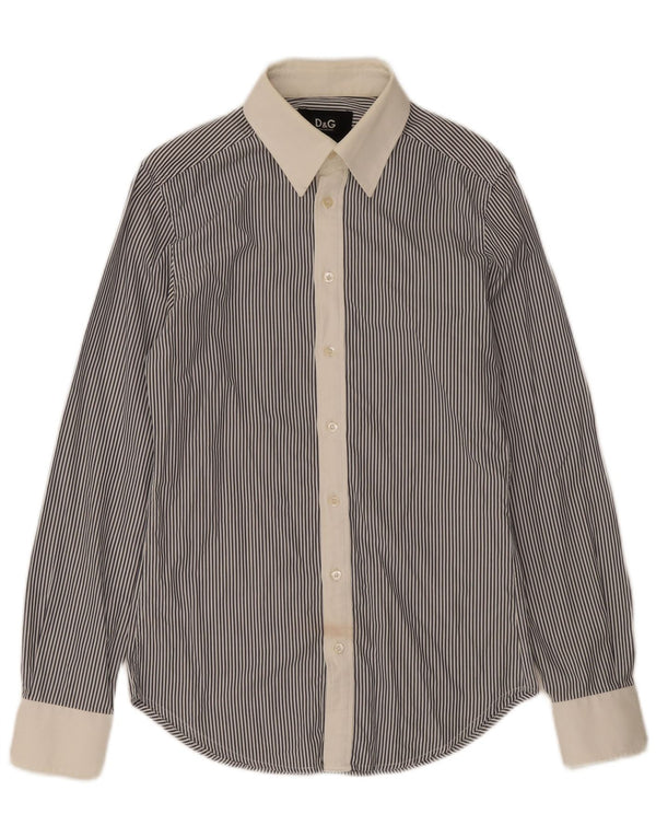 Dolce & Gabbana Mens Slim Fit Shirt IT 46 Small Blue Pinstripe Cotton
