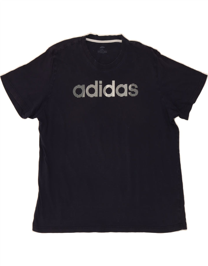 ADIDAS Mens Graphic T-Shirt Top 2XL Navy Blue Vintage Adidas and Second-Hand Adidas from Messina Hembry 