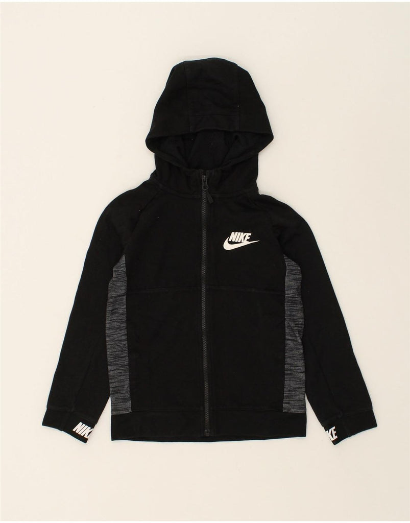 NIKE Boys Zip Hoodie Sweater 8-9 Years Small  Black Colourblock Cotton | Vintage Nike | Thrift | Second-Hand Nike | Used Clothing | Messina Hembry 