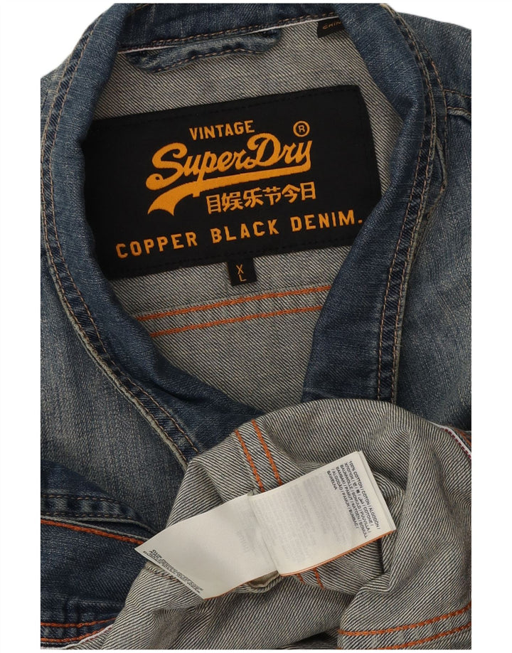 Superdry Mens Denim Jacket UK 42 XL Blue Cotton