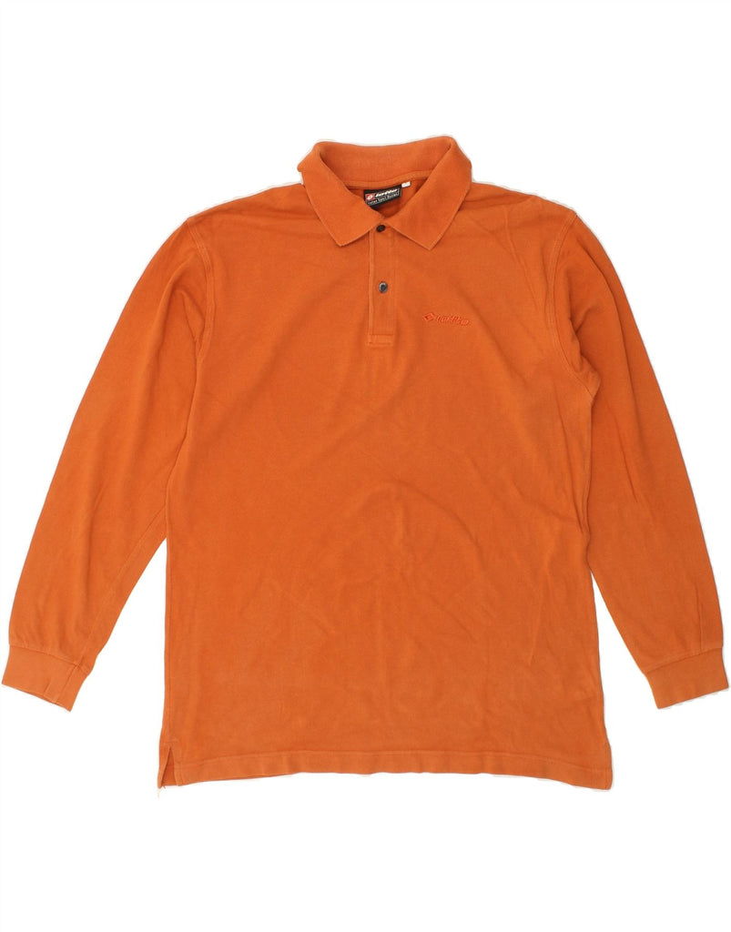 LOTTO Mens Long Sleeve Polo Shirt Large Orange Cotton | Vintage Lotto | Thrift | Second-Hand Lotto | Used Clothing | Messina Hembry 